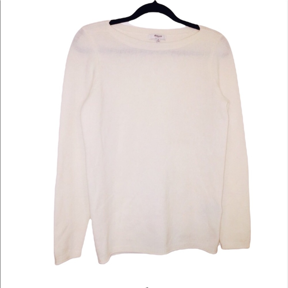 New Madewell: Medium White Knitted Round Neck Sweater